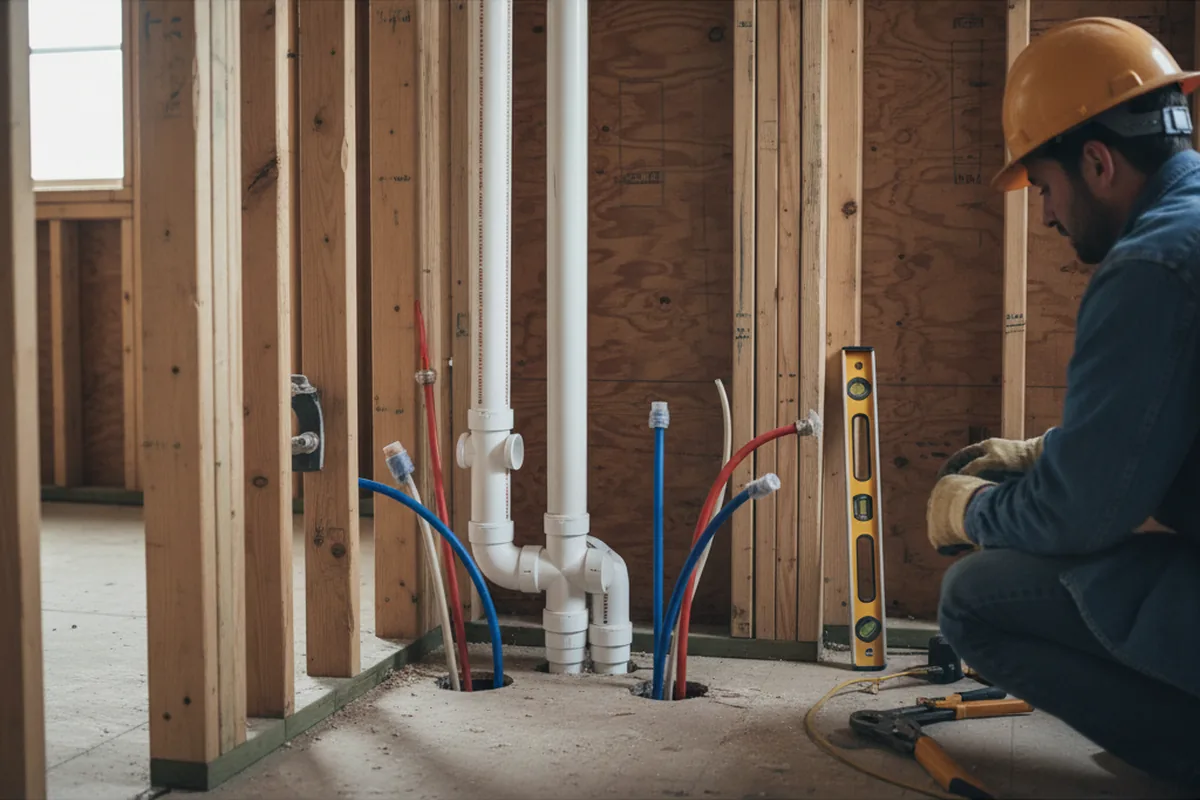 Drain and supply rough-in during Leak Detection in Newburg